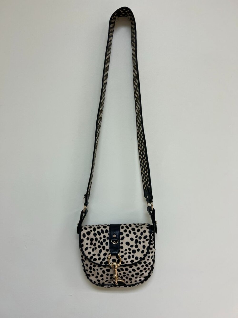 Rebecca Minkoff Pony Hair Dalmatian Print Crossbody Bag Gold Hardware - Picture 2 of 14